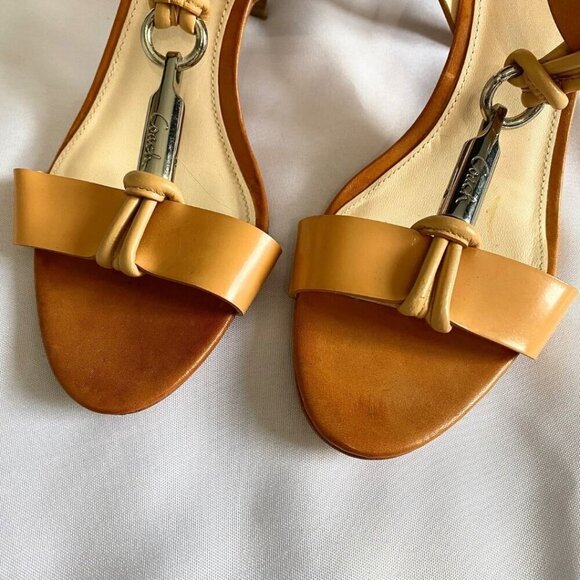 COACH GENESIS CAMEL BROWN LEATHER T-STRAPS SANDALS - 7B - Picture 8 of 10